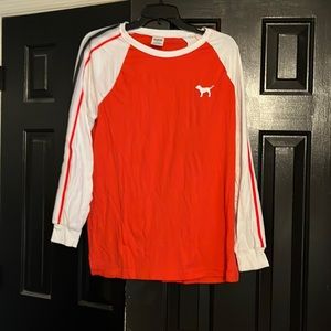 VS Pink cute long sleeves top with wide stripes down the sleeves